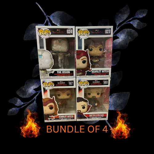 Funko Pop! Marvel Wandavision Scarlet Witch, Vision, Dr Strange Lot of 4 Figures